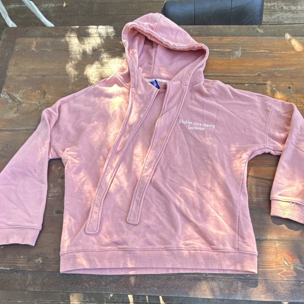 Ztton Men's Pink Cotton Fleece Pullover Hoodie Drawstring Size L Brooklyn Sept